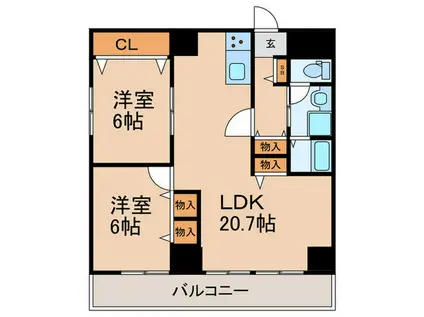 阪神ハイグレードマンション3番館(2LDK/7階)の間取り写真