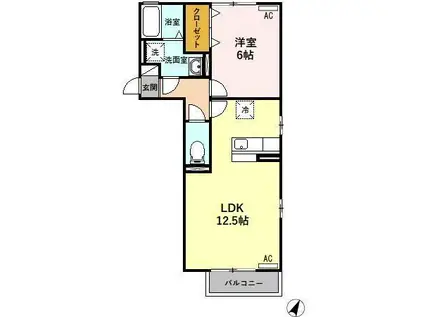 ボンヌ・シャンス A B C(1LDK/2階)の間取り写真