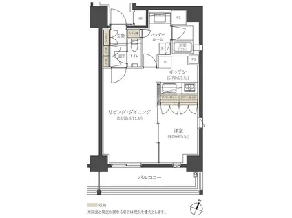 CLUB NEXUS 薬院大通(1LDK/7階)の間取り写真