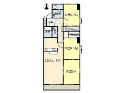 サンシティ貴船(3LDK/2階)の間取り写真