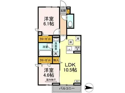 ラプエルタ(2LDK/1階)の間取り写真
