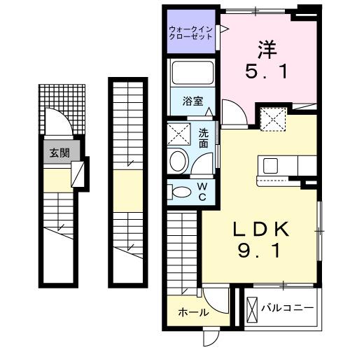 FFヒルズ2(1LDK/3階)の間取り写真