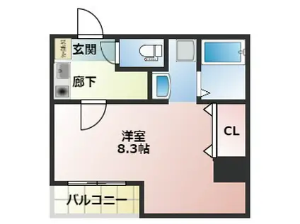 みおつくし東なんば(1K/8階)の間取り写真