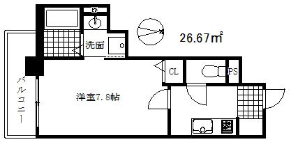 ダブルスタイル神戸(1K/9階)の間取り写真