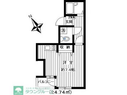 ブライトステージ南田中(ワンルーム/2階)の間取り写真