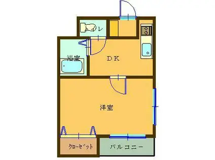 デル・メゾンII(1DK/3階)の間取り写真