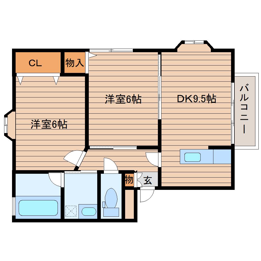 GRANDEUR.EM(2DK/2階)の間取り写真