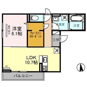 セゾン ド ヴェール(1LDK/2階)の間取り写真
