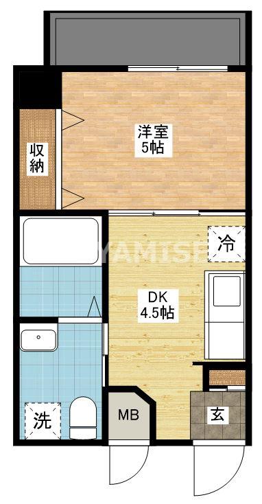 フューチャー若葉町(1DK/4階)の間取り写真