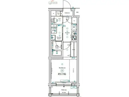 ハーモニーレジデンス東京サウスゲート(1K/3階)の間取り写真