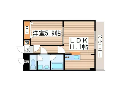 グローリアス ビュー(1LDK/3階)の間取り写真