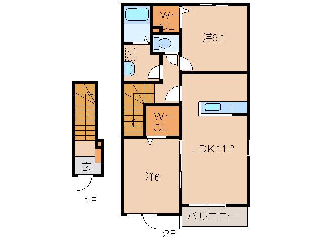 ヴェラーノ(2LDK/2階)の間取り写真