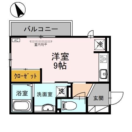 アールプレジールJ(ワンルーム/2階)の間取り写真