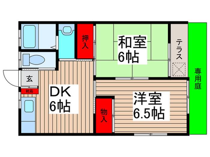 セゾン細山パート2(2DK/1階)の間取り写真