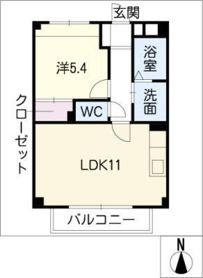 アメニティ葛谷(1LDK/1階)の間取り写真