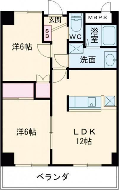 近鉄名古屋線 近鉄弥富駅 徒歩12分 5階建 築27年(2LDK/1階)の間取り写真