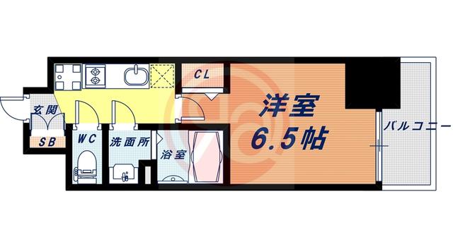 ララプレイス天王寺シエロ(1K/13階)の間取り写真
