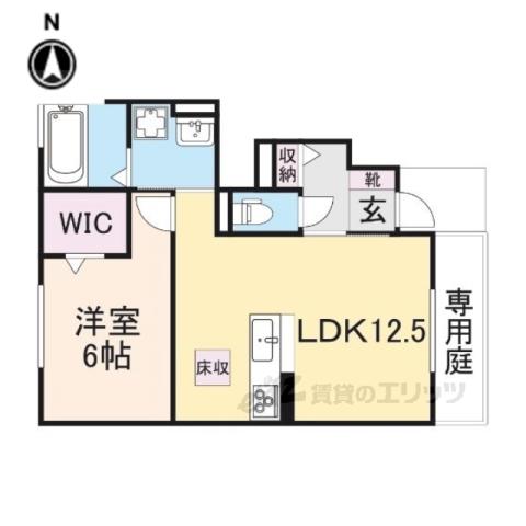 グランツコート三笠 A棟(1LDK/1階)の間取り写真