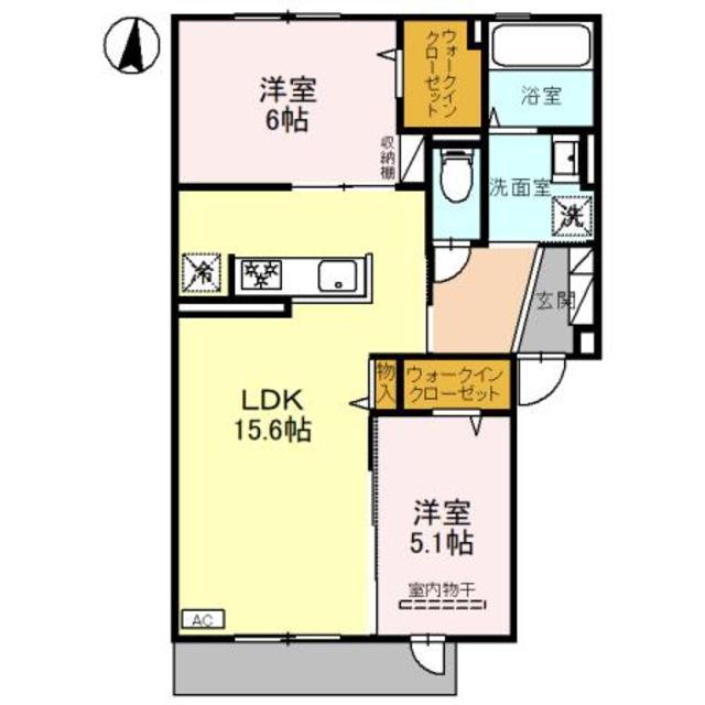 LUNARIA(2LDK/2階)の間取り写真