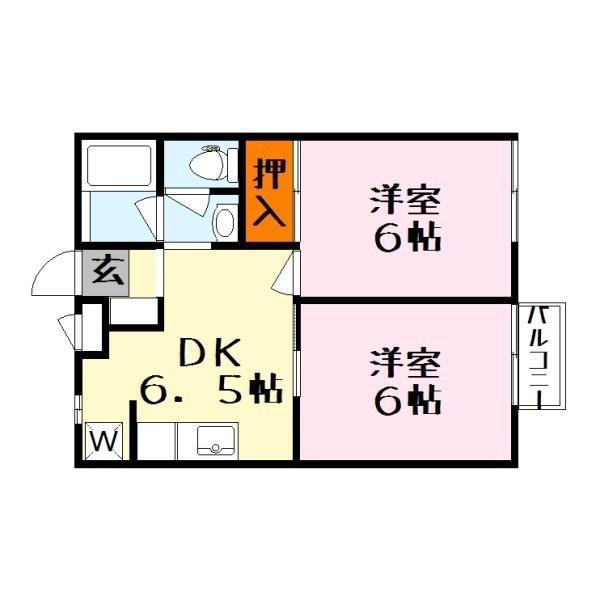ラ・ネージュ(2DK/2階)の間取り写真