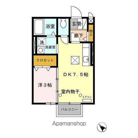 セジュール飛鳥(1DK/1階)の間取り写真