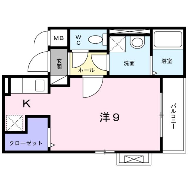 アンジュ今林(ワンルーム/1階)の間取り写真