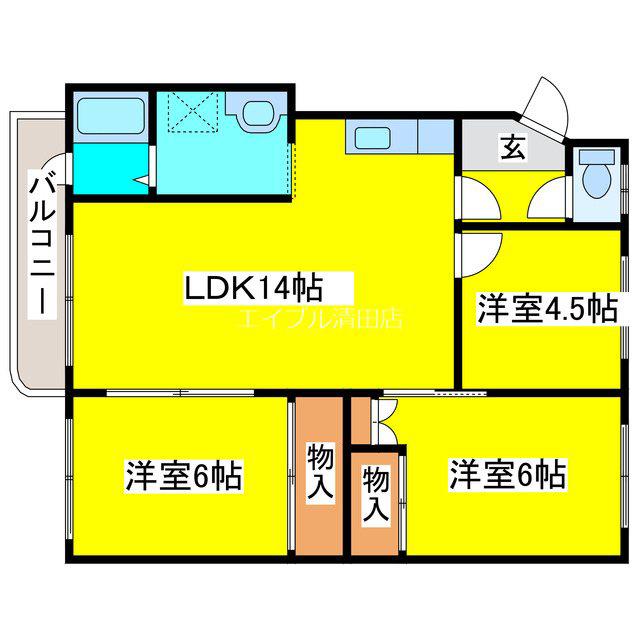 ユーハイツ恵(3LDK/3階)の間取り写真