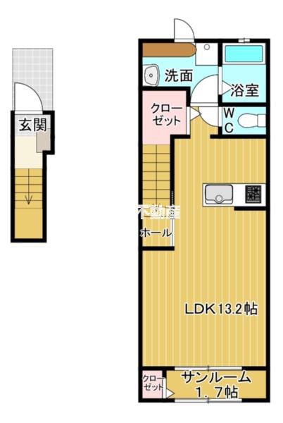 エレガンス I(ワンルーム/2階)の間取り写真