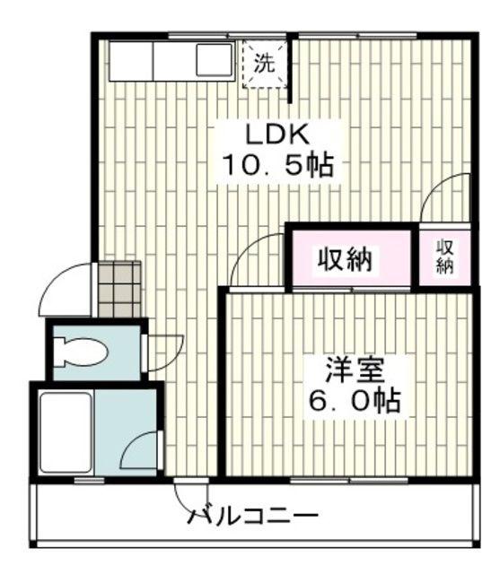 コーポ市村(1LDK/2階)の間取り写真