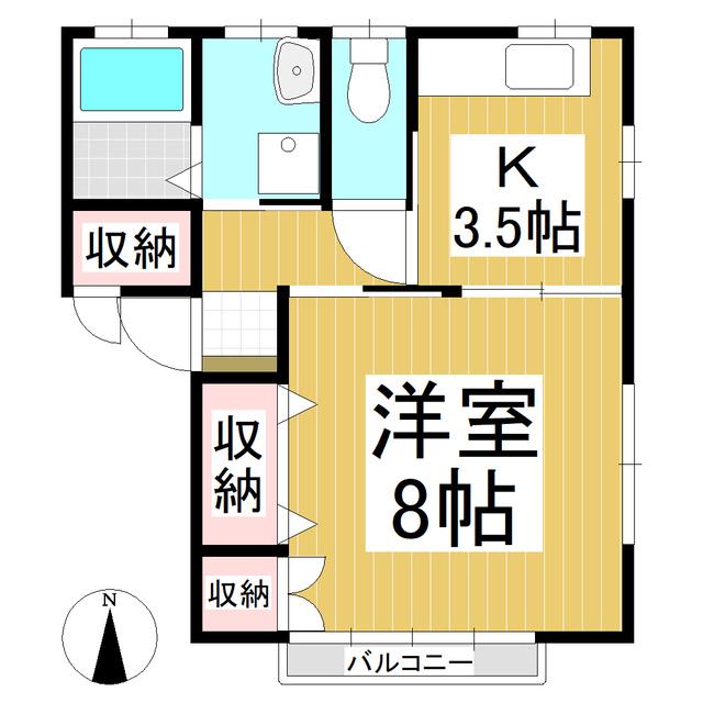 コーポ山越I(1K/1階)の間取り写真