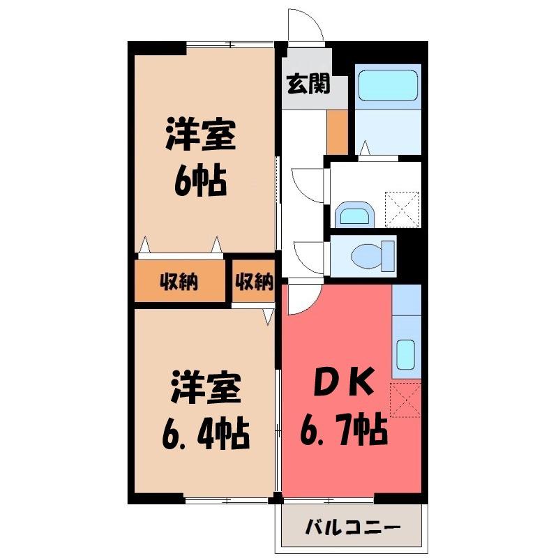 ルミエール小島B(2DK/2階)の間取り写真