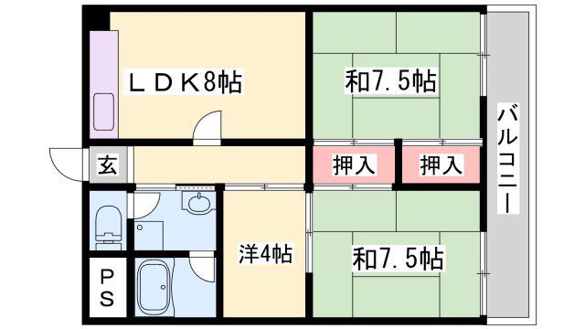 ラフェスタ加西(3LDK/3階)の間取り写真