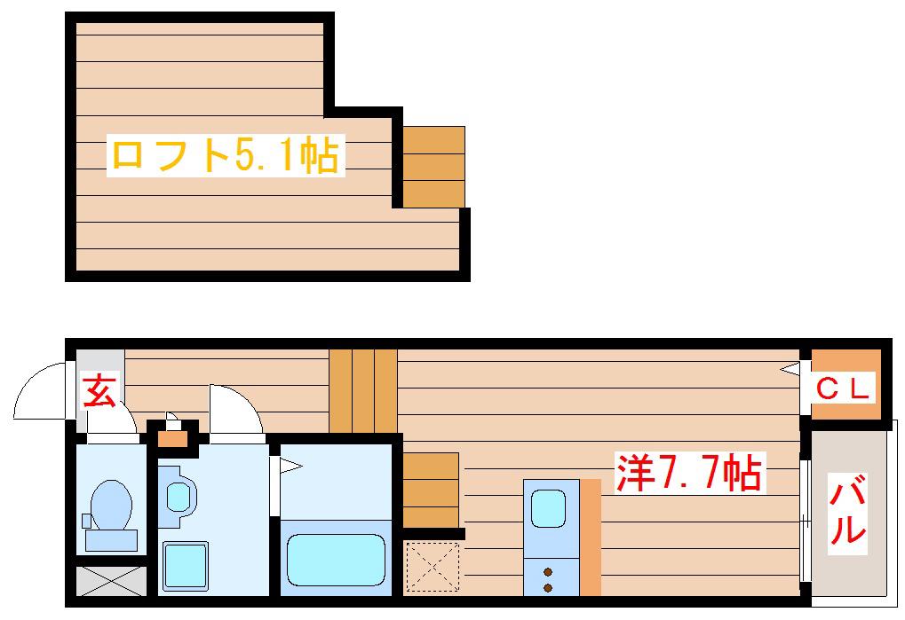 LE MIEL(1K/1階)の間取り写真