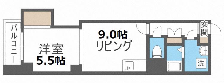 グローリーSYビル(1LDK/8階)の間取り写真