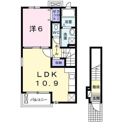 グラースメゾン(1LDK/2階)の間取り写真