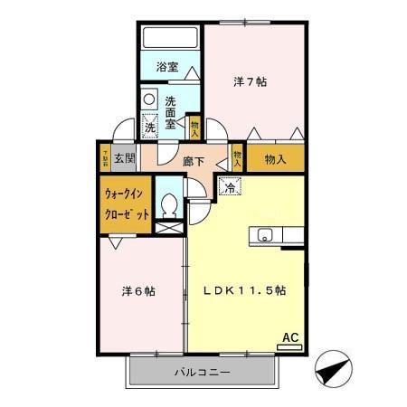 フローラ(2LDK/2階)の間取り写真