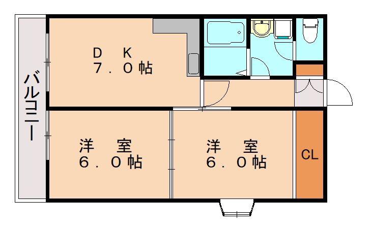 プロスパ77(2DK/2階)の間取り写真
