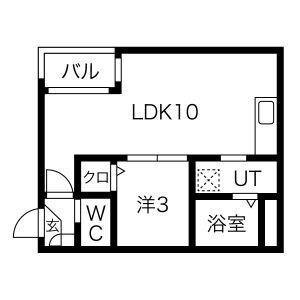WARREN JUICHIYAII(1LDK/1階)の間取り写真