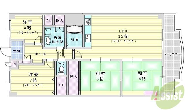 ハイロイヤル緑地公園パート2(4LDK/5階)の間取り写真