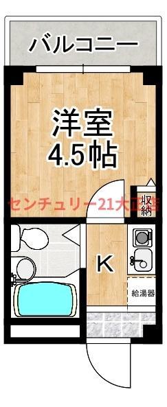 HOUSE EGRET(ワンルーム/4階)の間取り写真