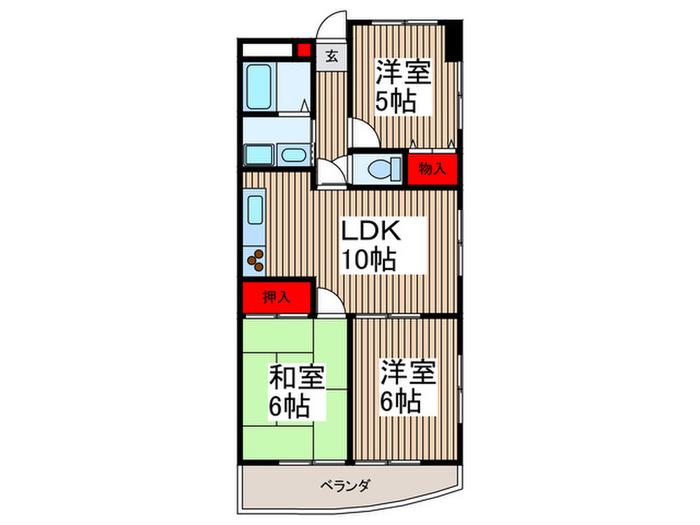 スプリングビル(3LDK/3階)の間取り写真