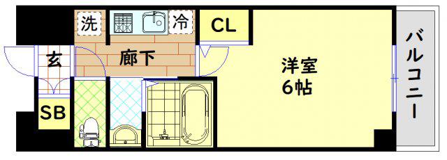 エステムコート難波ウエスト-SIDE Vアジュール(1K/5階)の間取り写真