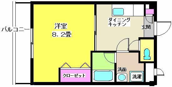 サン・フェニックス(1DK/2階)の間取り写真