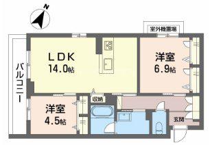 シャーメゾン上大利レジデンス(2LDK/3階)の間取り写真