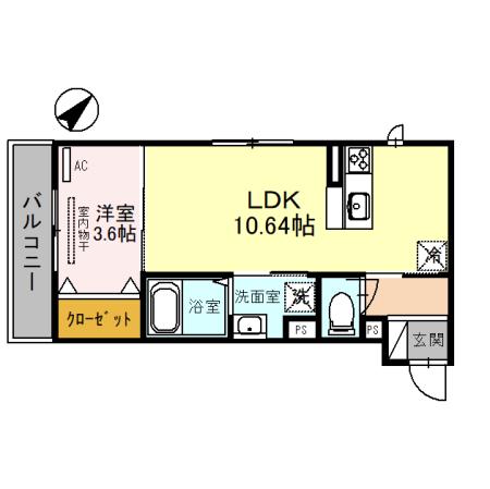 GRAND ESTATE(1LDK/2階)の間取り写真