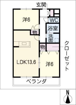 ヘーベルメゾン江向(2LDK/2階)の間取り写真