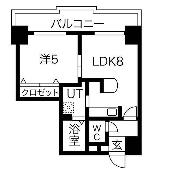 クラッセ近代美術館北(1LDK/4階)の間取り写真