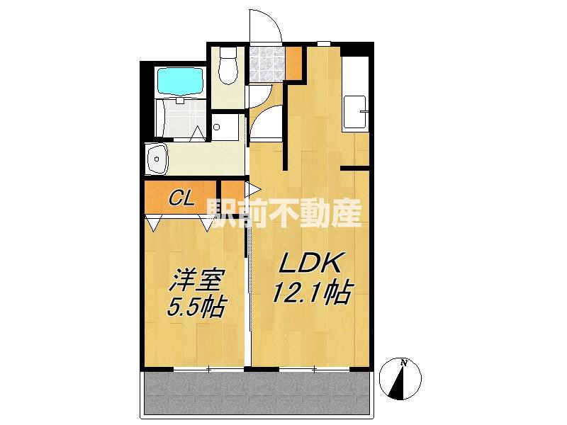 ユーミー中原 A(1LDK/3階)の間取り写真