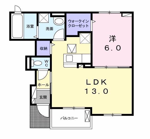 ニューグレースIV(1LDK/1階)の間取り写真