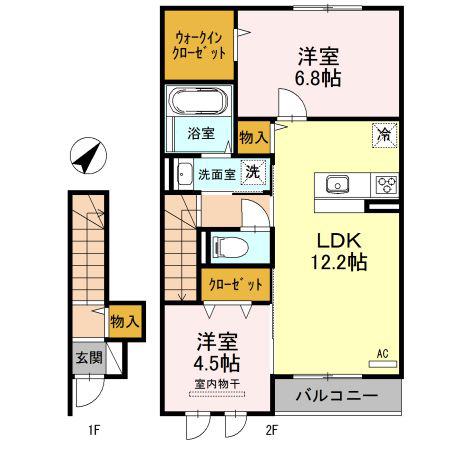 JIN/輝 A棟(2LDK/2階)の間取り写真